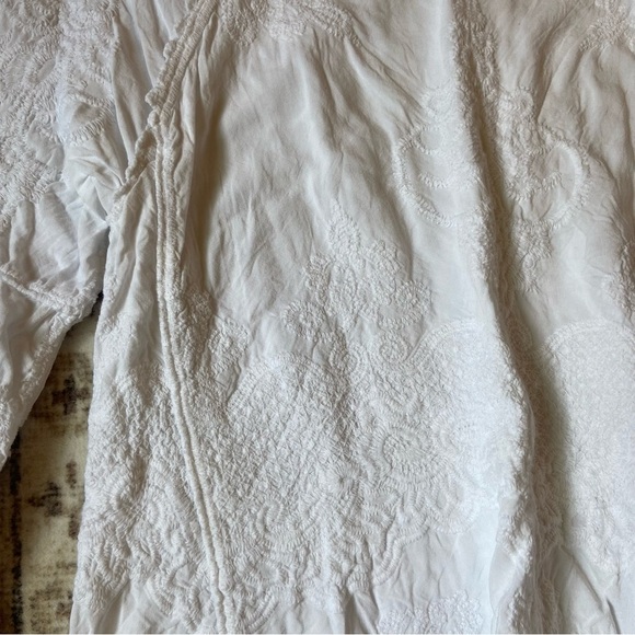 Boho Cold Shoulder White Lace Detail Blouse - Picture 3 of 12
